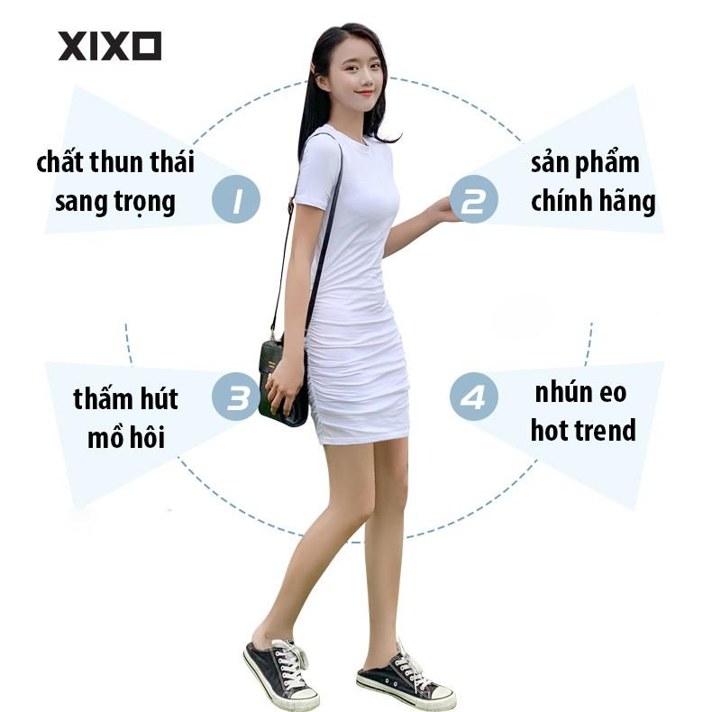 Đầm body    Váy body cổ tròn nhún thời trang XIXO chất thun thái DAM0030