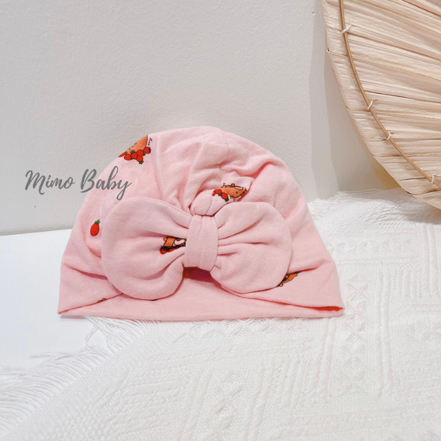 Mũ turban màu hồng hình gấu dâu dễ thương cho bé MTB87 Mimo Baby