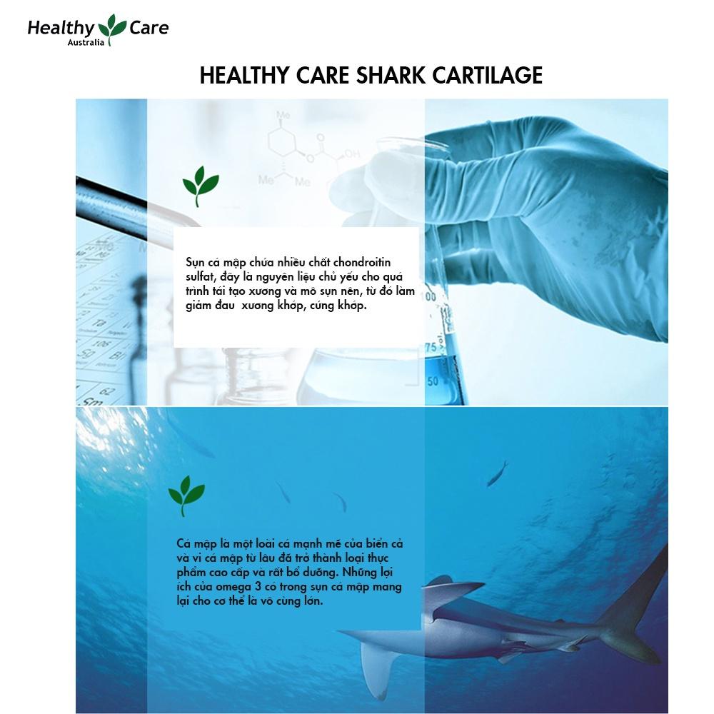 Viên uống sụn vi cá hỗ trợ xương khớp Healthy Care Shark Cartilage 750mg 200 viên