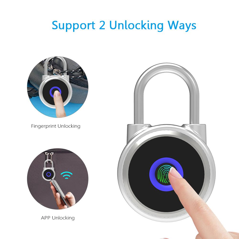 Ổ khóa vân tay BT Khóa với APP & Vân tay lưu trữ 20 nhóm vân tay, có thể sạc lại