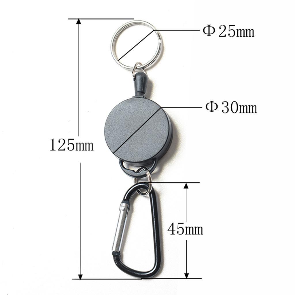 2 Pieces Retractable Key Chain Steel Reel Recoil Chain Key Ring Belt Clip