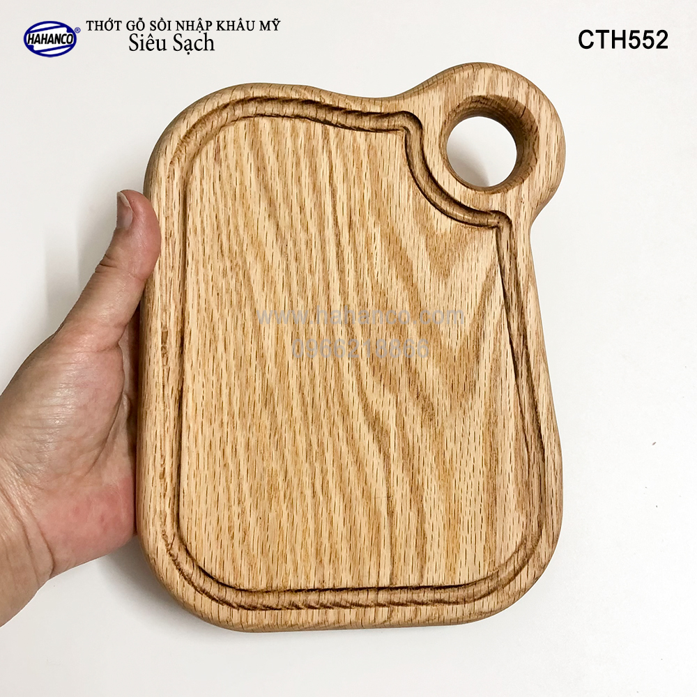 Thớt xinh gỗ Sồi Mỹ (OAK) có rãnh bao quanh (CTH552) hàng Xuất Khẩu Châu Âu - khay bánh mì/trái cây/ bít tết/ pizza/ phụ kiện chụp ảnh, bày món ăn trong nhà hàng - Sang trọng trên bàn ăn - HAHANCO