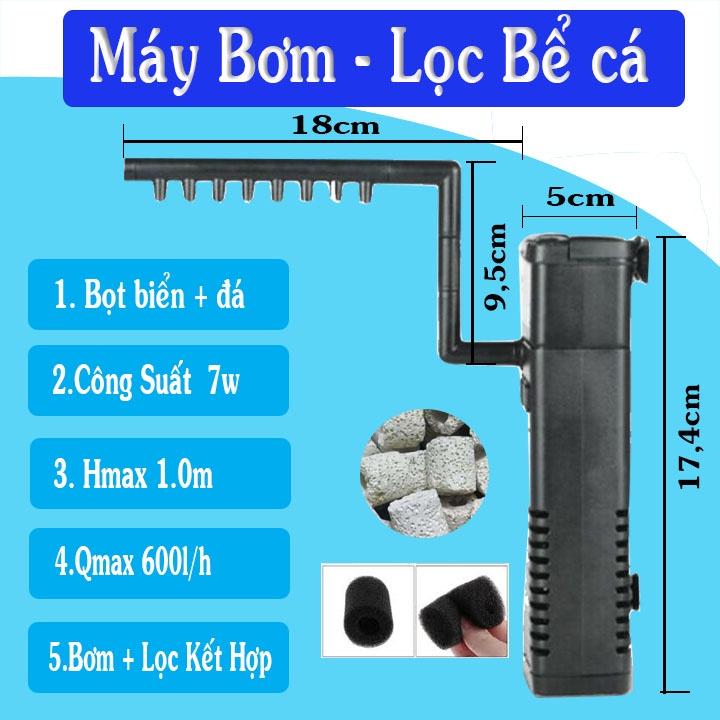 Bơm lọc bể cá mini 3 trong 1 không gây tiếng ồn với máy bơm bọt biển