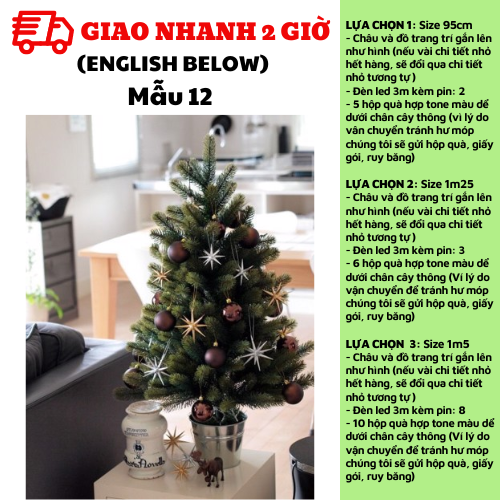 Bộ cây thông Noel kèm phụ kiện trang trí cây thông nhiều mẫu ctne14