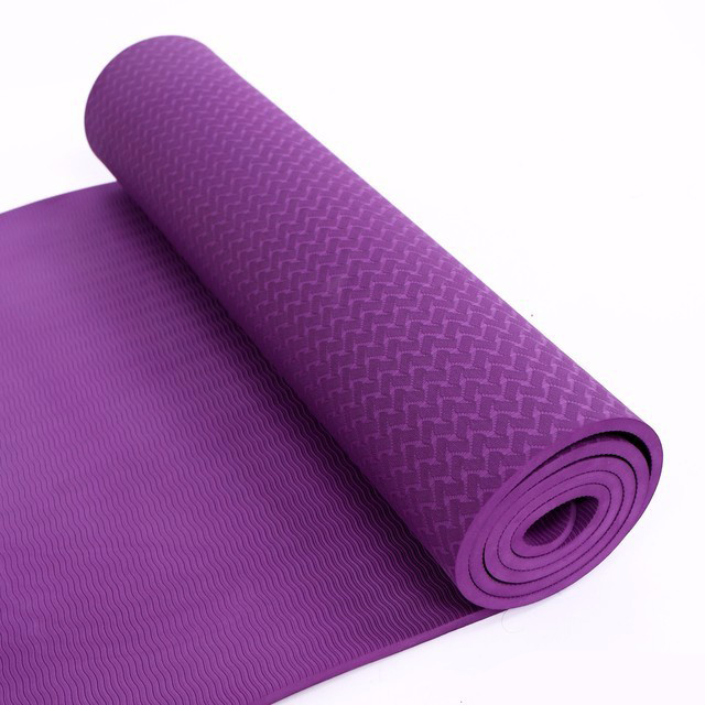 Combo Thảm tập yoga TPE 8mm 1 lớp (Tím) + Bóng tập yoga da trơn (Màu ngẫu nhiên)