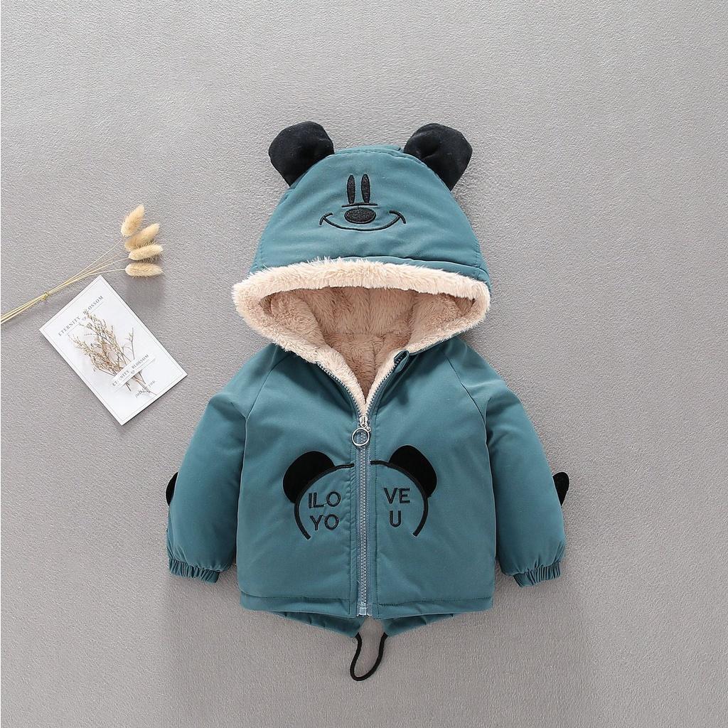 Áo phao gấu lót lông có mũ cho bé trai bé gái hàng siêu ấm áp siêu nhẹ cho bé yêu - SUMO KIDS