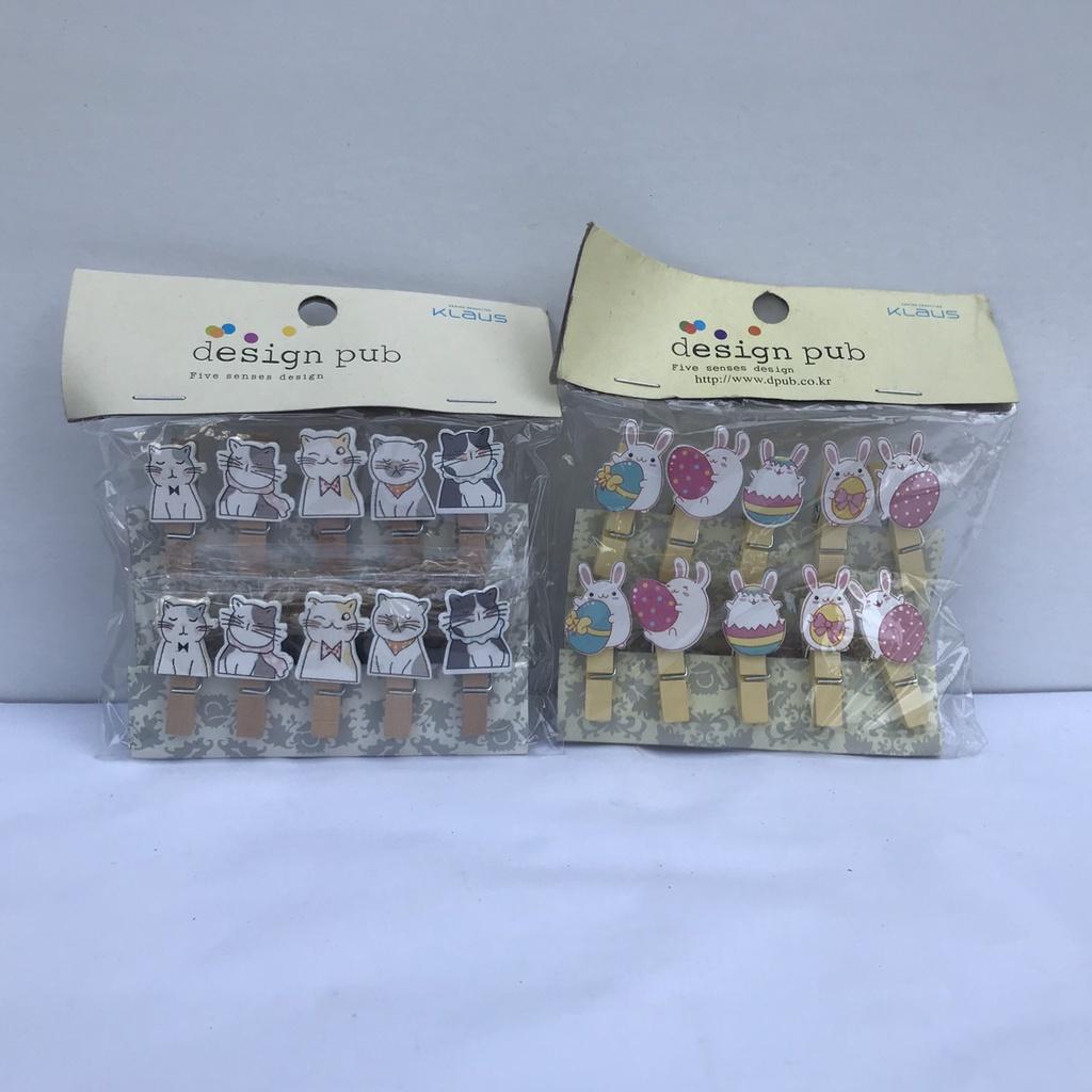 Kẹp gỗ treo ảnh trang trí set 10 cái + kèm dây 2m