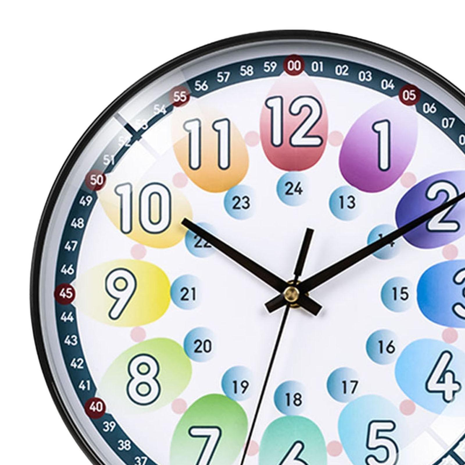 Kids Wall Clock Silent Non Ticking Kids Learning Living Room Home