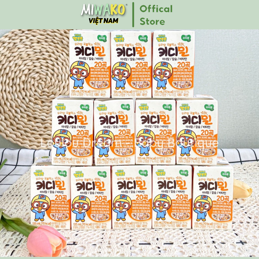 (Date 2026) Thùng 24 Hộp Sữa Hạt Pororo Hàn Quốc Pha Sẵn Dung Tích 135ml/ Hộp Cho Bé