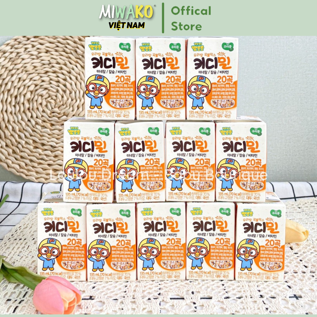 Thùng 24 Hộp Sữa Hạt Pororo Hàn Quốc Pha Sẵn Dung Tích 135ml/ Hộp Date 17/9/2024