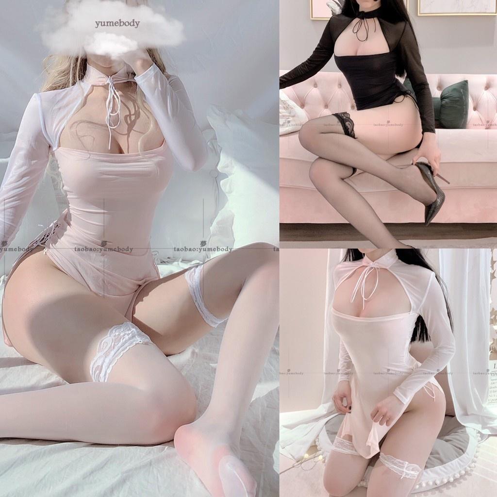 Váy ngủ sườn xám dài tay xẻ đùi sexy cosplay Thượng Hải CL249