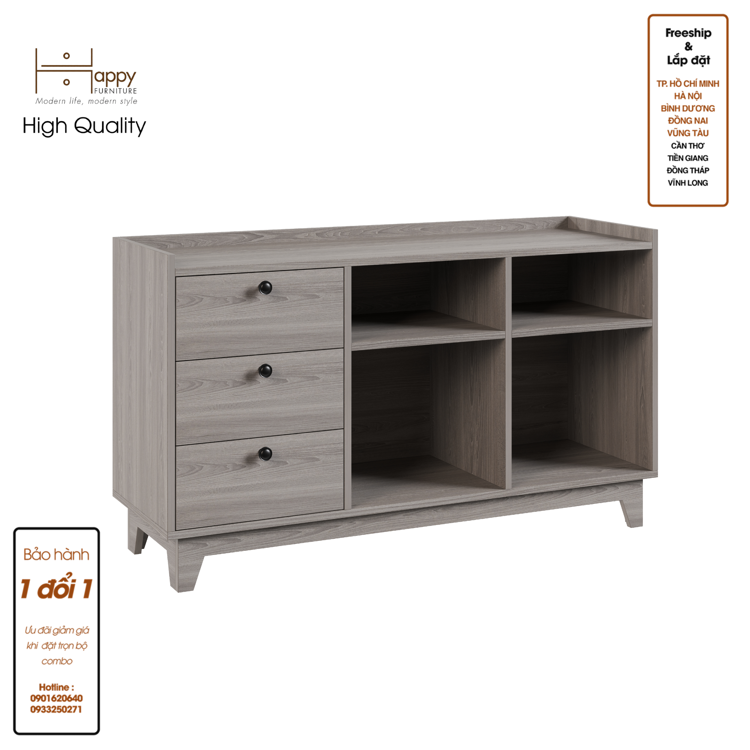 [Happy Home Furniture] KINA , Tủ đựng đồ 7 ngăn , 124cm x 40cm x 72cm ( DxRxC), THK_075