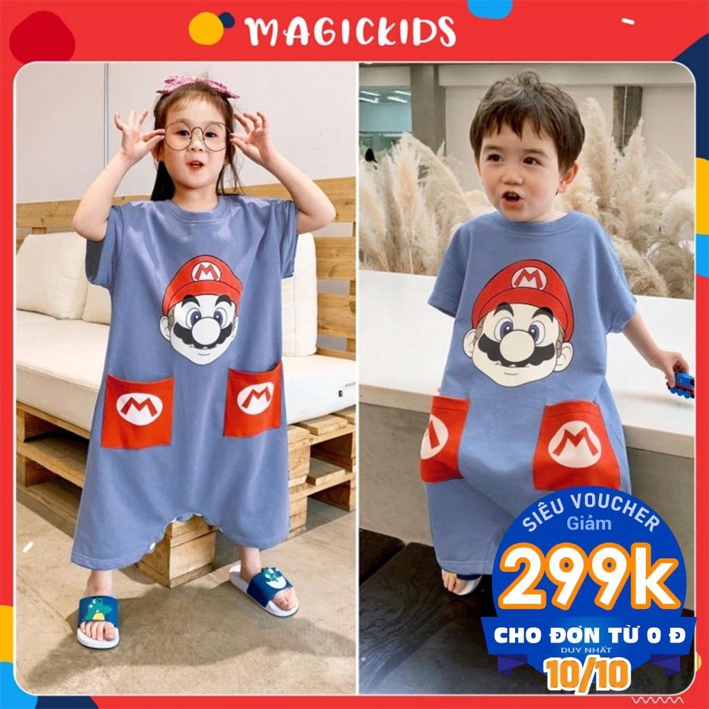 Bộ body ngủ liền thân cotton hoạt hình Magickids cho bé trai bé gái đồ ngủ trẻ em dáng rộng co giãn mềm mại BL21001