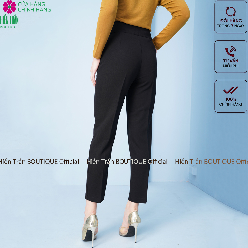 Quần baggy nữ Hiền Trần BOUTIQUE cạp cao vải Vitex cao cấp quần công sở 4 cúc bấm sang trọng thanh lịch