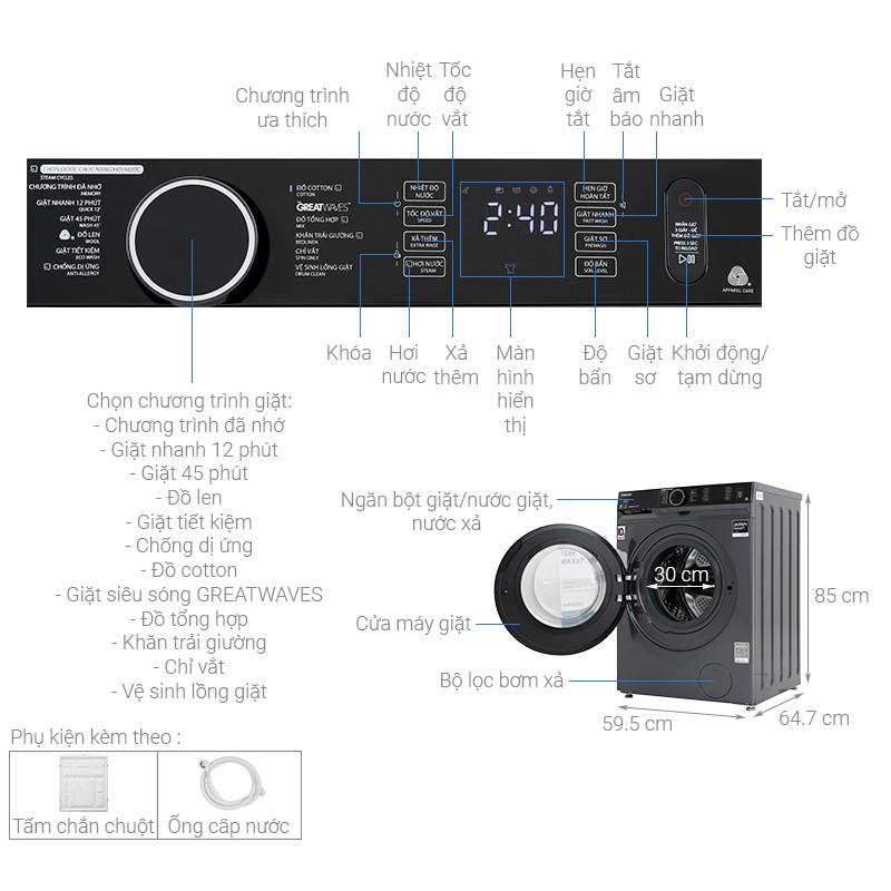 Máy giặt Toshiba Inverter 10.5 Kg TW-BK115G4V - Hàng Chính Hãng - Chỉ Giao tại TPHCM