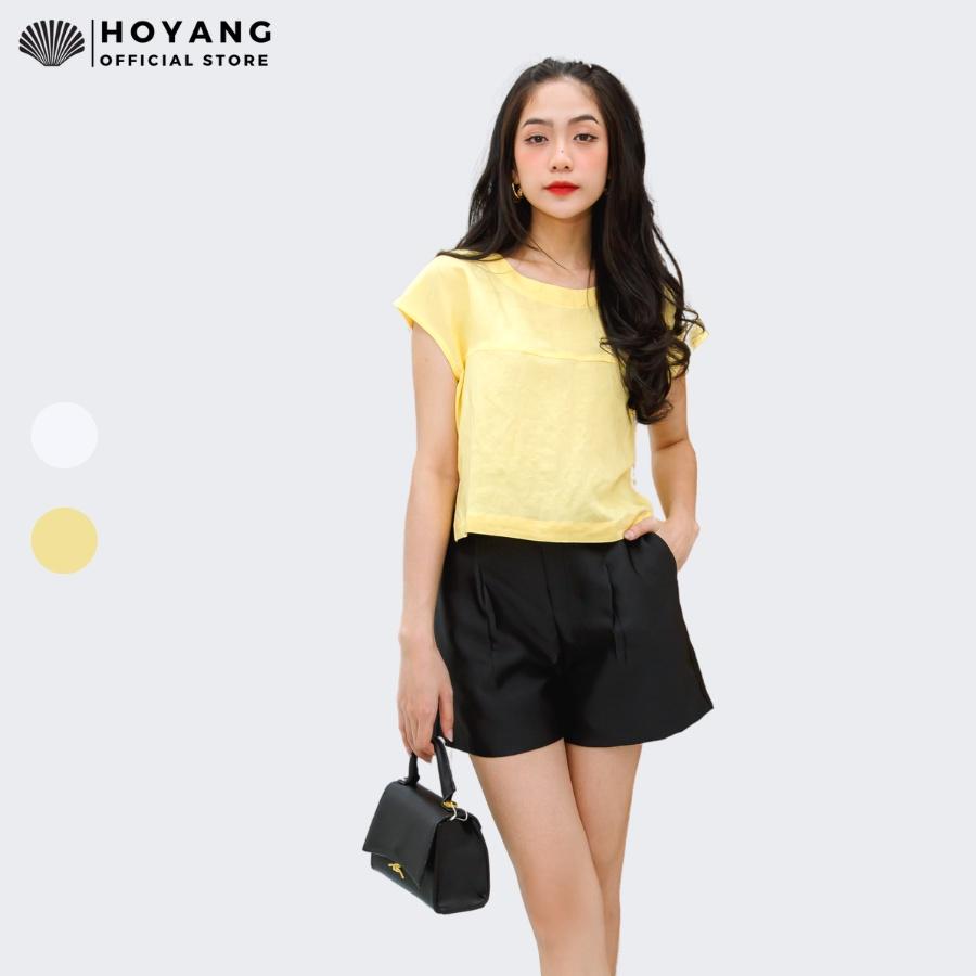 Áo Croptop Tay Ngắn Cổ Thuyền Xinh Xắn HOYANG A154