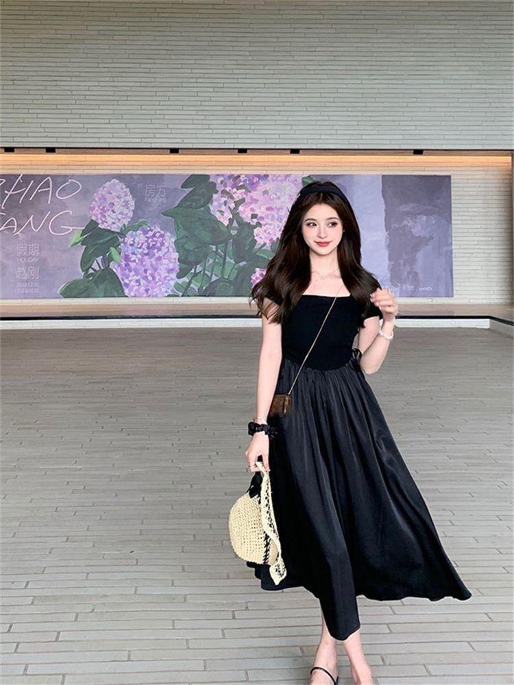 TOBE1SHOP Mùa xuân màu hồng Pháp ăn mặc nữ 2023 khí chất hiển thị gầy váy dài cao cấp Hepburn phong cách váy