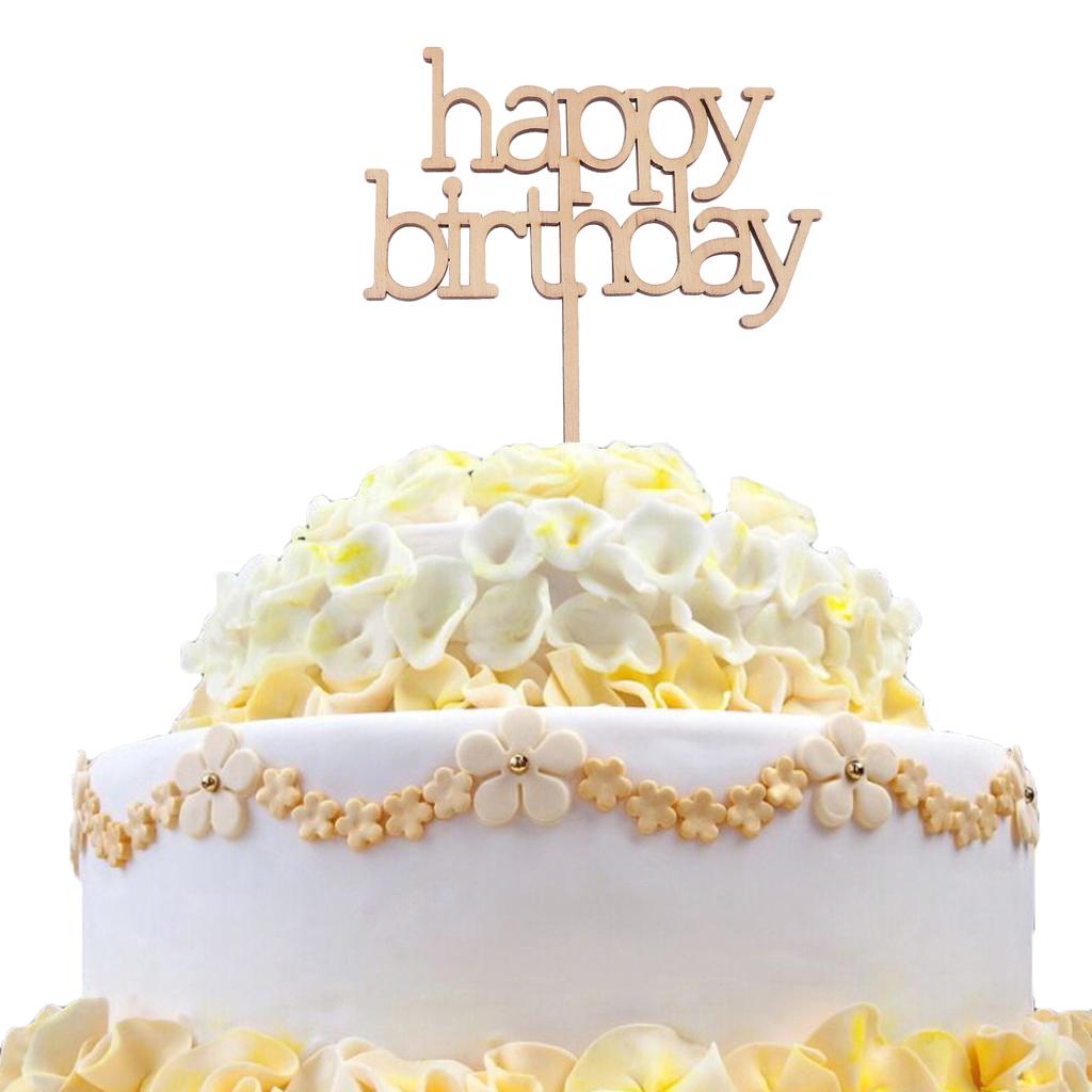 Wooden Happy Birthday Cake Topper Rustic Design Birthday Party Cake Decor
