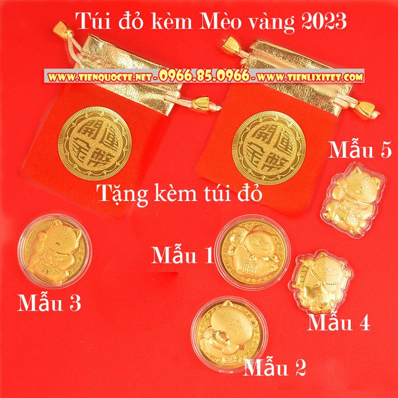Tết lì xì 2023 tài lộc con mèo mạ vàng 24k may mắn sang chảnh 2023 LGLSC000486