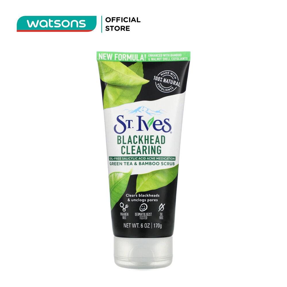 Sữa Rửa Mặt St.Ives Blackhead Clearing Green Tea & Bamboo Scrub Trà Xanh & Tre Ngừa Mụn 170g