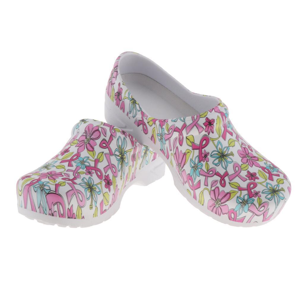 WOMENS PRINT NURSING SHOES WORK SHOES SOFT  BEACH CLOGS SHOES 41