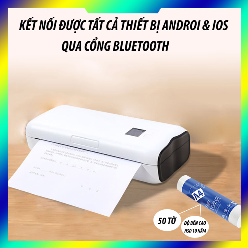 máy in bluetooth A4-A5 cầm tay kết nối được tất cả các dòng điện thoại-latop-pc-máy tính bảng androi và ios pin lithium 30000 mah cổng sạc typec tốc độ in nhanh 20 tờ/1p nhỏ gọn tiện lợi dễ dàng mang đi sử dụng không cần đến nguồn điện 220v mực lưu 10 năm