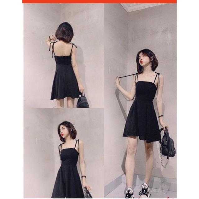 Đầm xoè đen 2 dây cực yêu