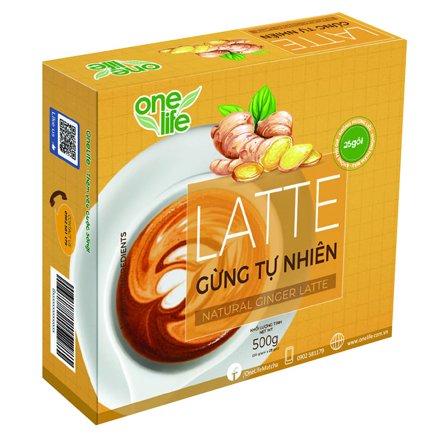 Trái Cây Sạch - Latte Gừng Tự Nhiên OneLife - Sinh Tố Gừng (Hộp 25 gói)