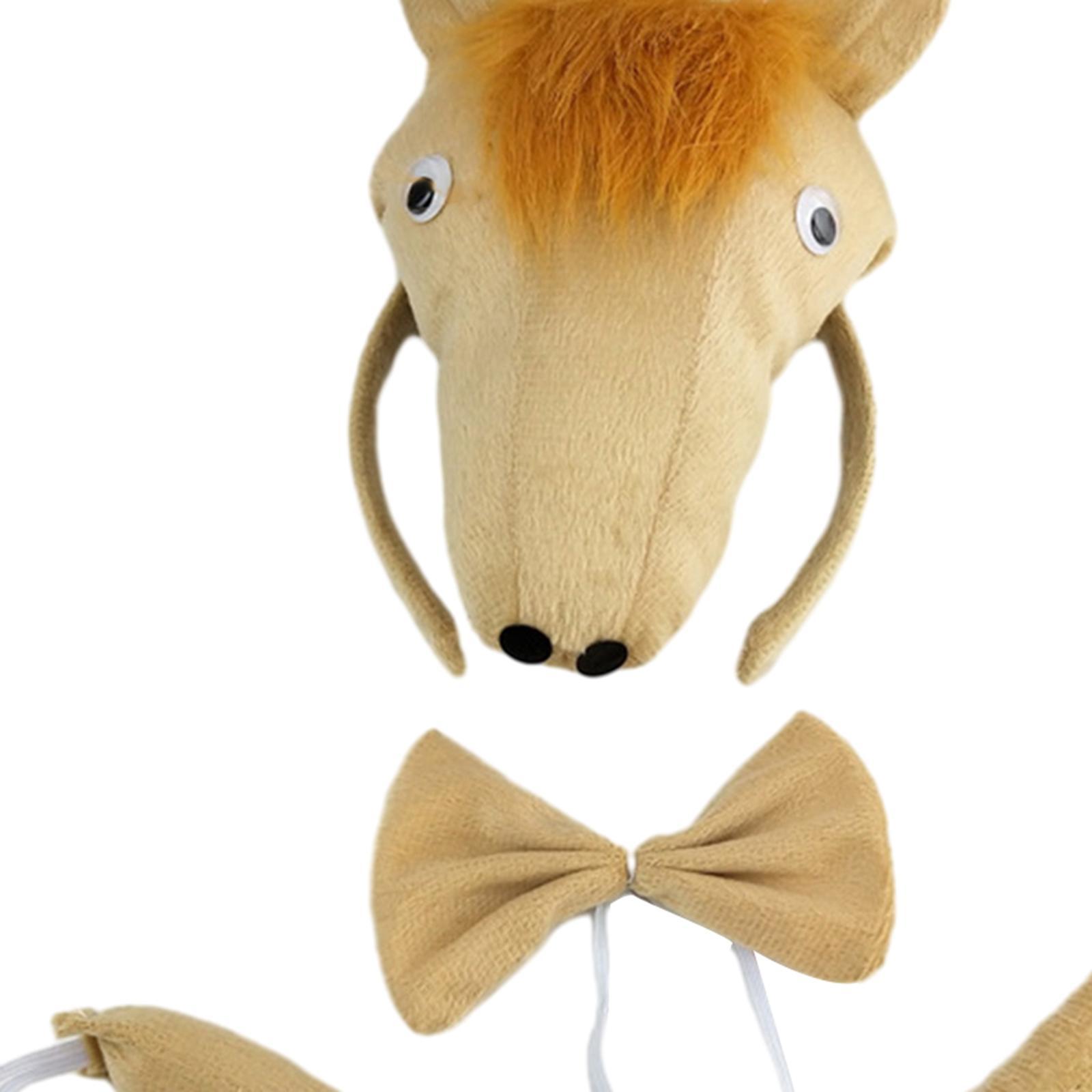 Kids Horse Costume, Ears Headband Bow Tie Tail Hair Band Elastic Strap, Animal Fancy Costume Kits for Carnival, Performance, Masquerades Cosplay