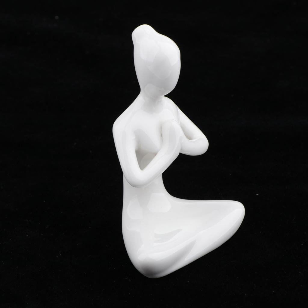 2X Ceramic Yoga Figure Ornament Statue Sculpture Zen Garden Desk Decor Style-02