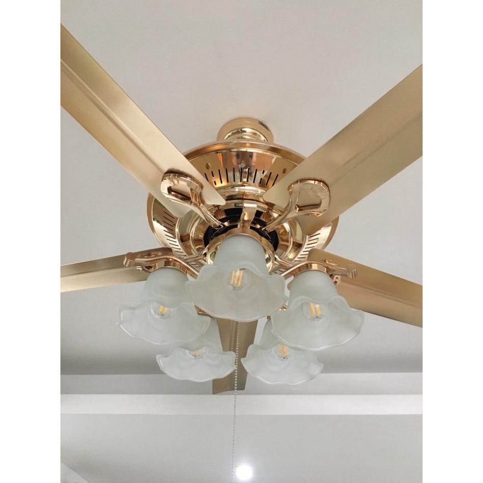 Quạt trần có đèn 5 cánh thép,động cơ DC 6 tốc độ gió,trang trí phòng khách,ngủ,đảo chiều hút ẩm