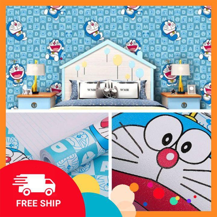 Giấy dán tường FREE SHIPTranh dán tường hình Doreamon siêu ngộ nghĩnh