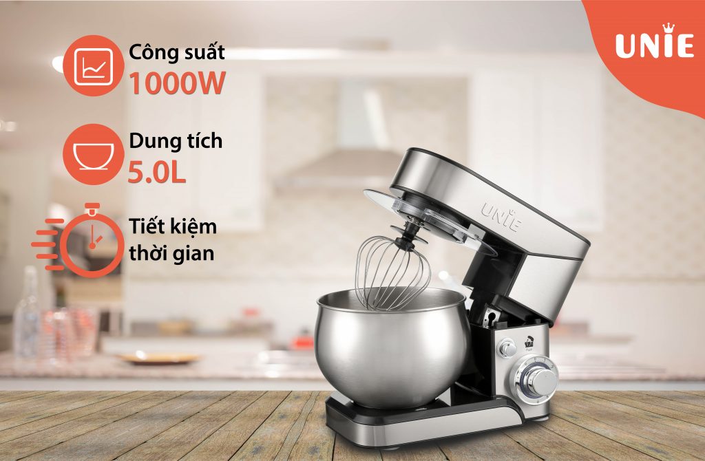 Máy nhồi bột UNIE M2 đa năng Kiêm đánh trứng 5L - Hàng Chính Hãng