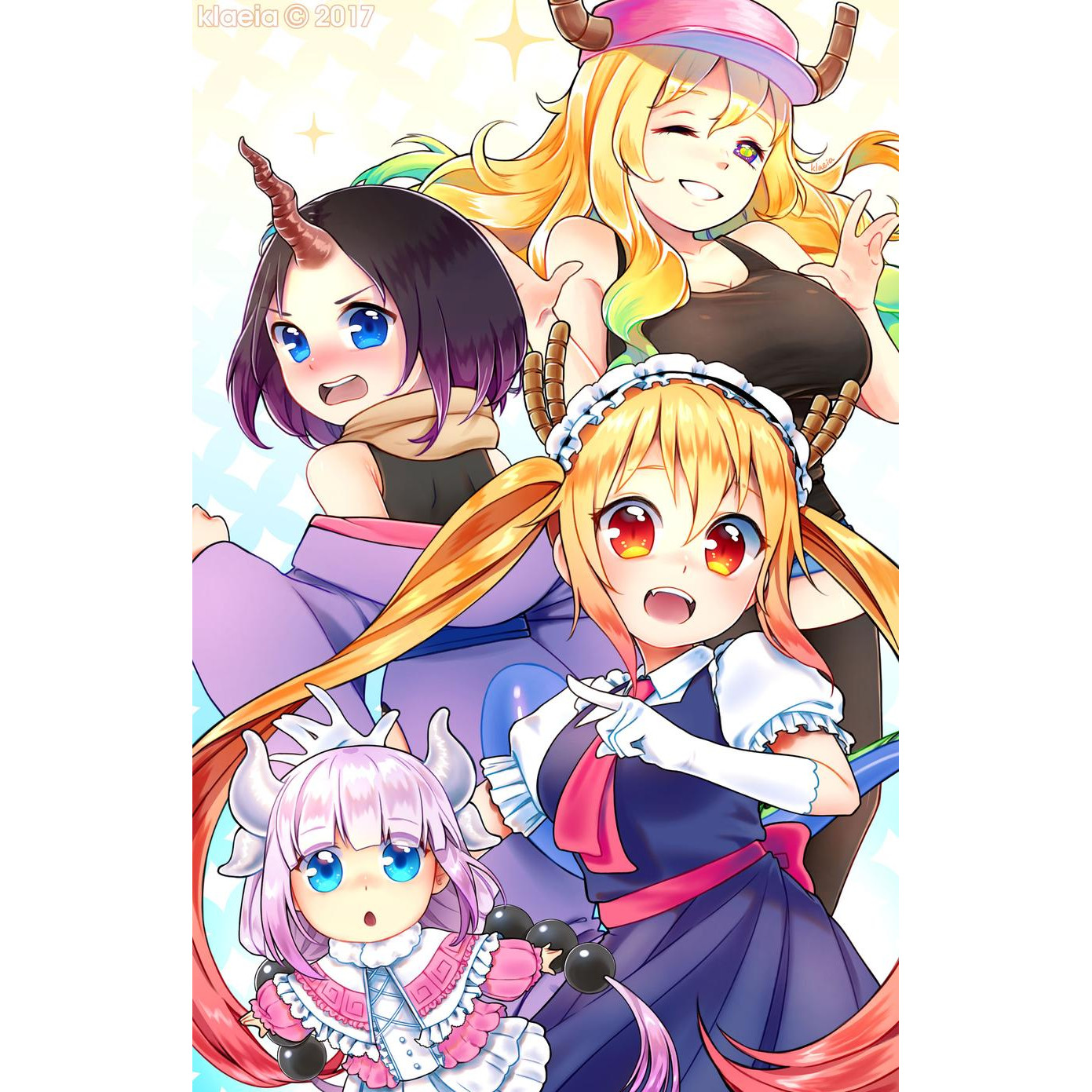 Tranh Poster Maid Dragon A4 combo 3 tấm khác nhau