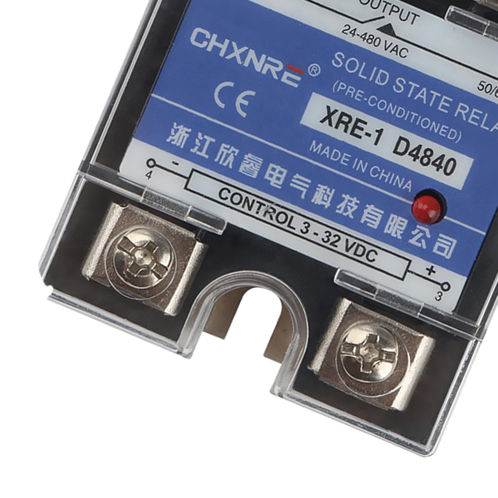 XRE-1 D4840 SSR Solid State Relay DC-AC 3-32V DC to AC24-480V 3D Printer Accessories Parts, Material:metal, plastic, electronic parts.