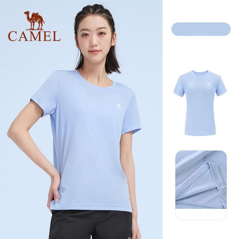 CAMEL Áo Thể Thao Cổ Tròn Ngắn Tay Thoáng Khí Dễ Phối Đồ Cho Nữ Áo Thun Nhanh Khô Mùa Hè