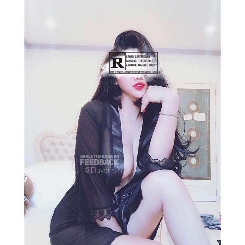 Choàng voan kèm set đồ lót ren S322 Bralettehousevn