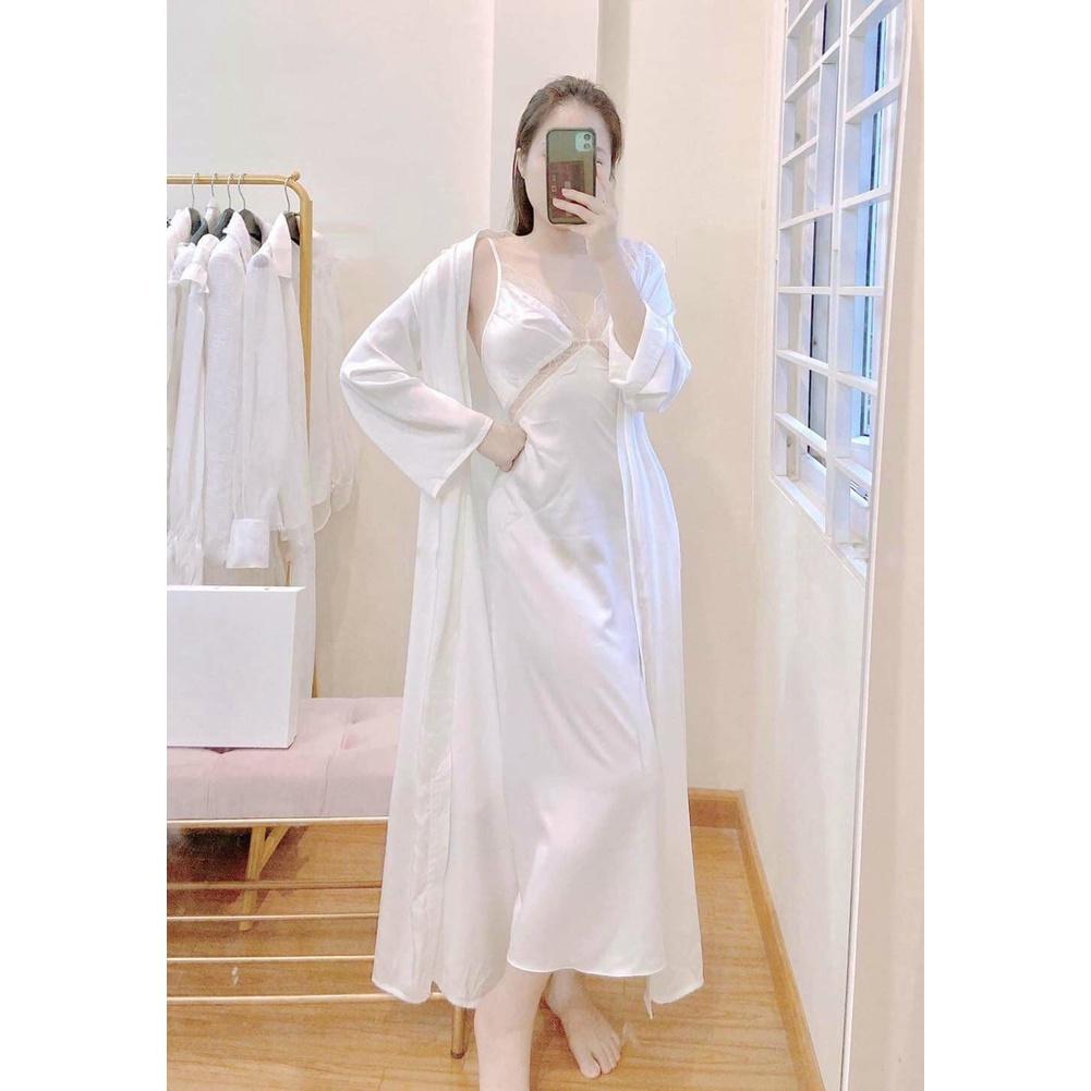 Váy lụa ngủ , đầm ngủ lụa Crepe 2 dây cao cấp dáng dài siêu đẹp quyến rũ