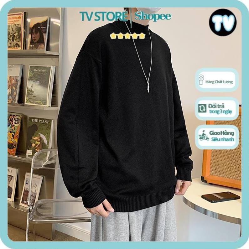 Áo Nỉ Nam TVSTORE Áo Sweater cổ cao tay dài màu sắc đơn giản trẻ trung