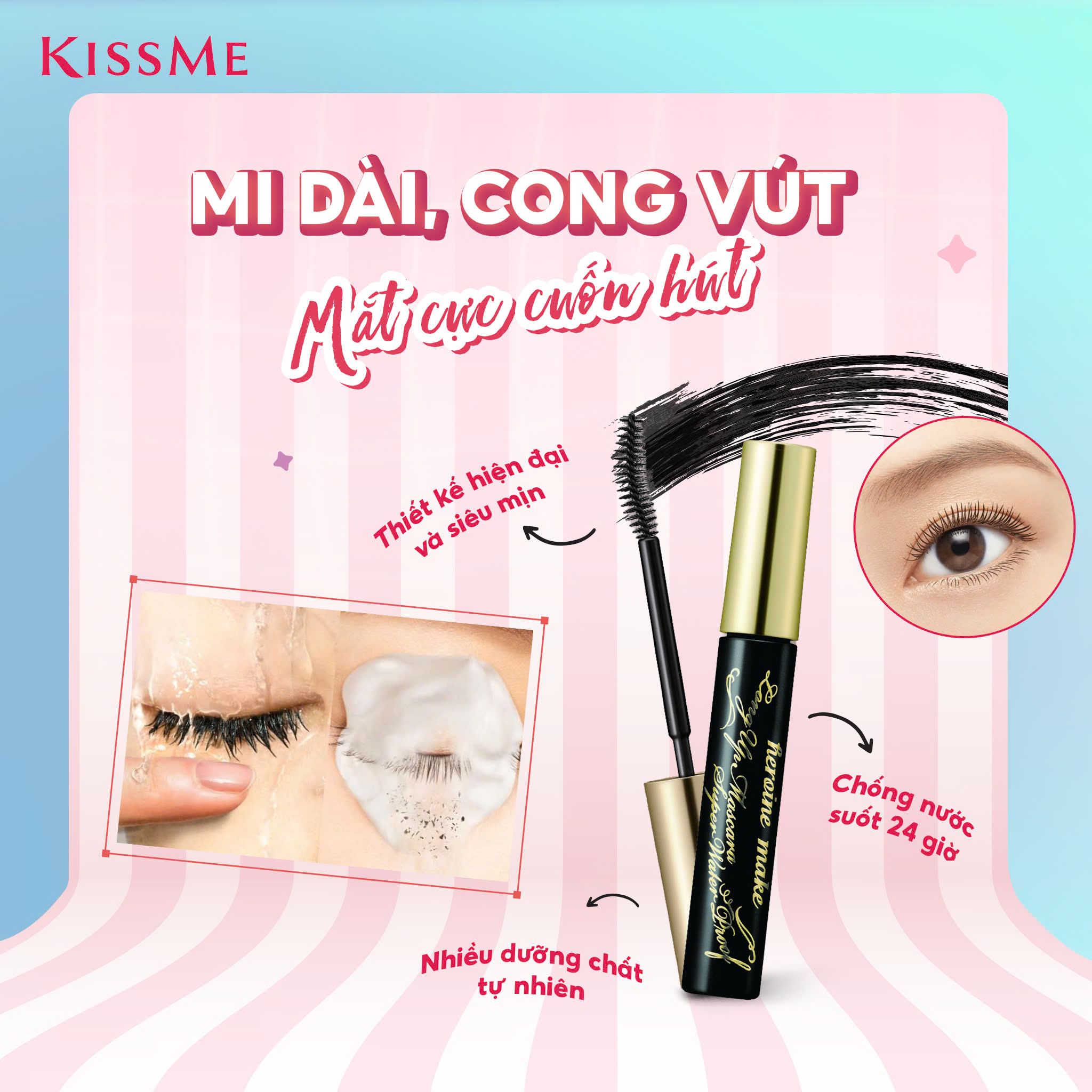 Mascara Dài Và Cong Mi, Không Lem Trôi Kissme Long Up WP (6g)