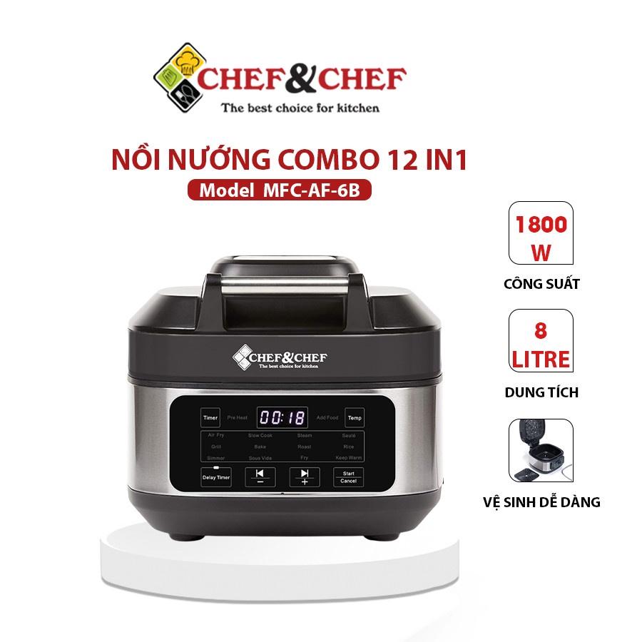 Nồi nướng CHEF&amp;CHEF 12 in 1 thiết kế hiện đại sang trọng, hiện đại-Hàng chính hãng