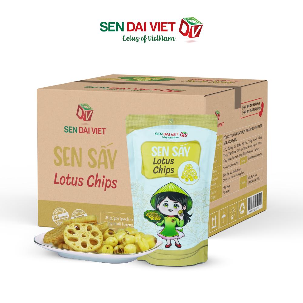 [Thùng 30 Gói] Sen Sấy Nguyên Vị- Không Đường, Ăn Vặt Không Lo Tăng Cân, ĐV- Sen Đại Việt-Gói 30g