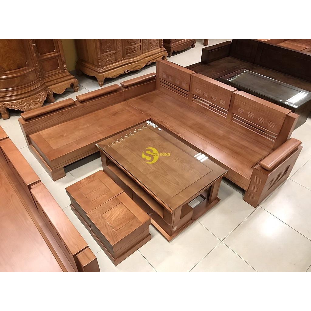 Bộ sofa góc tay trơn thanh lịch gỗ sồi Nga , BỘ BÀN GHẾ GỖ , BỘ BÀN ĐỐI GỖ SỒI , BỘ BÀN PHÒNG KHÁCH GIÁ RẺ