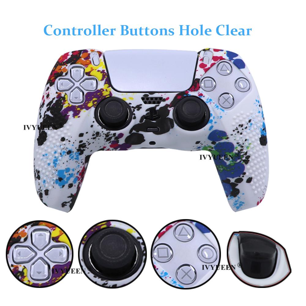 In chuyển nước chống trượt IVYUEEN Bảo vệ da cho PlayStation 5 PS5 Vỏ silicon cho tay cầm Dualsense Màu sắc: Camo đen