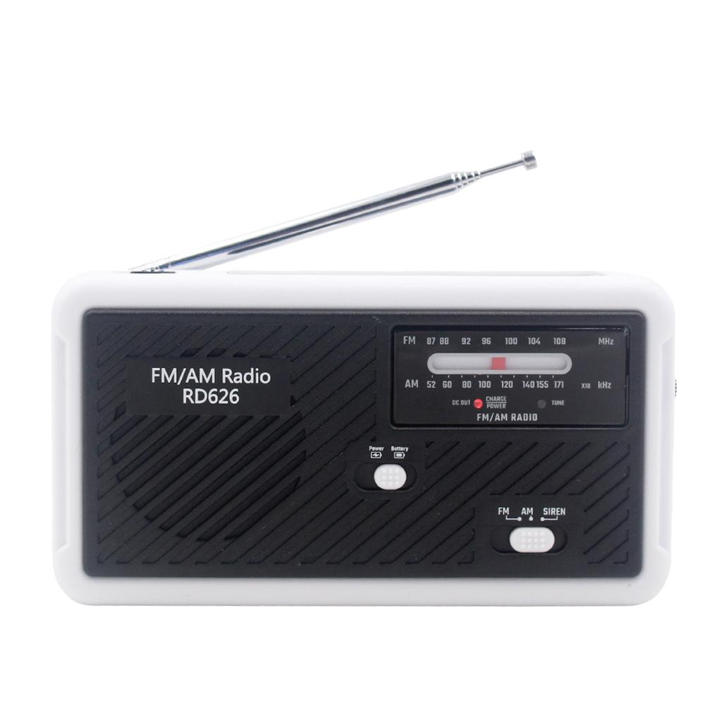Solar Crank AM/FM Radio SOS Emergency LED Flashlight  Black