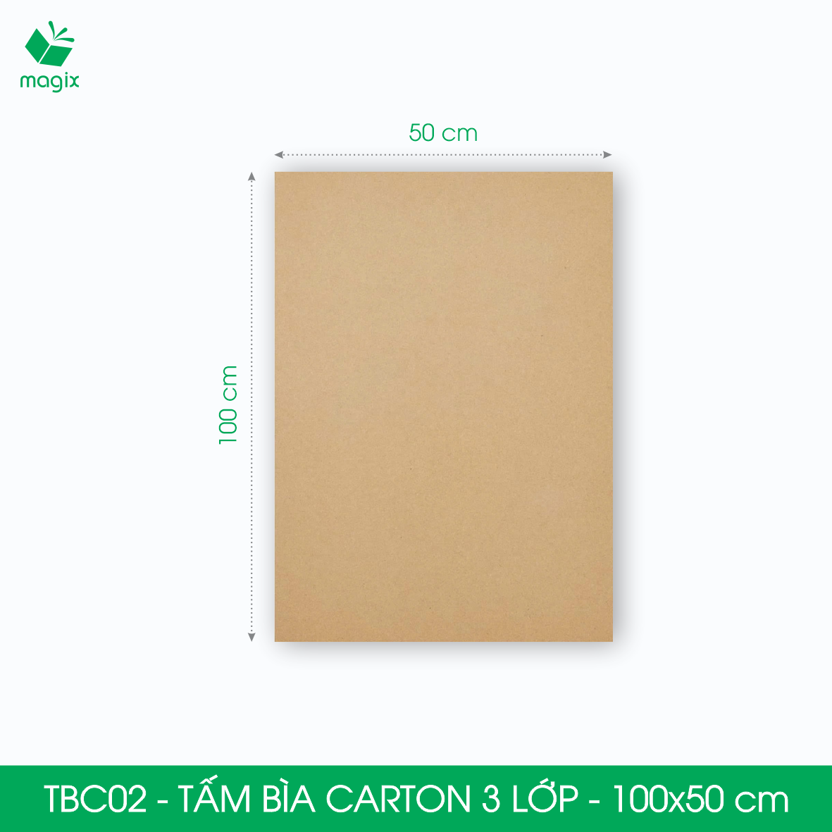 TBC02 - 100x50 cm - 5 tấm bìa carton 3 lớp nguyên tấm cứng cáp, bìa gói hàng, bìa mô hình