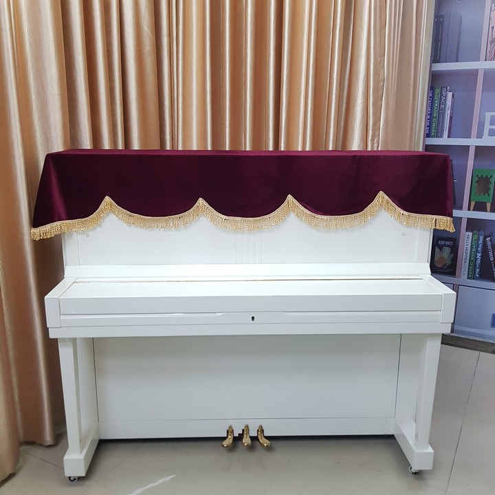 Khăn Phủ Đàn Piano nhung đỏ vải dày mềm mượt