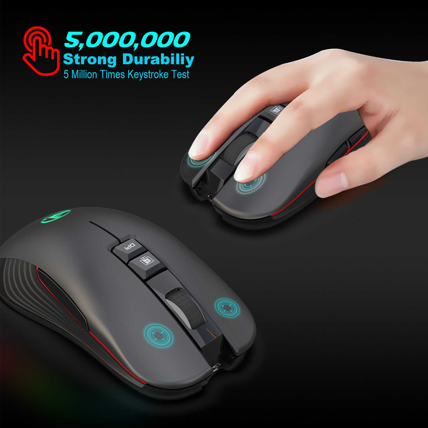 Chuột Game Không Dây Sạc Điện HXSJ T30 3600DPI Wireless 2.4GHz, USB Type C - Hàng chính hãng