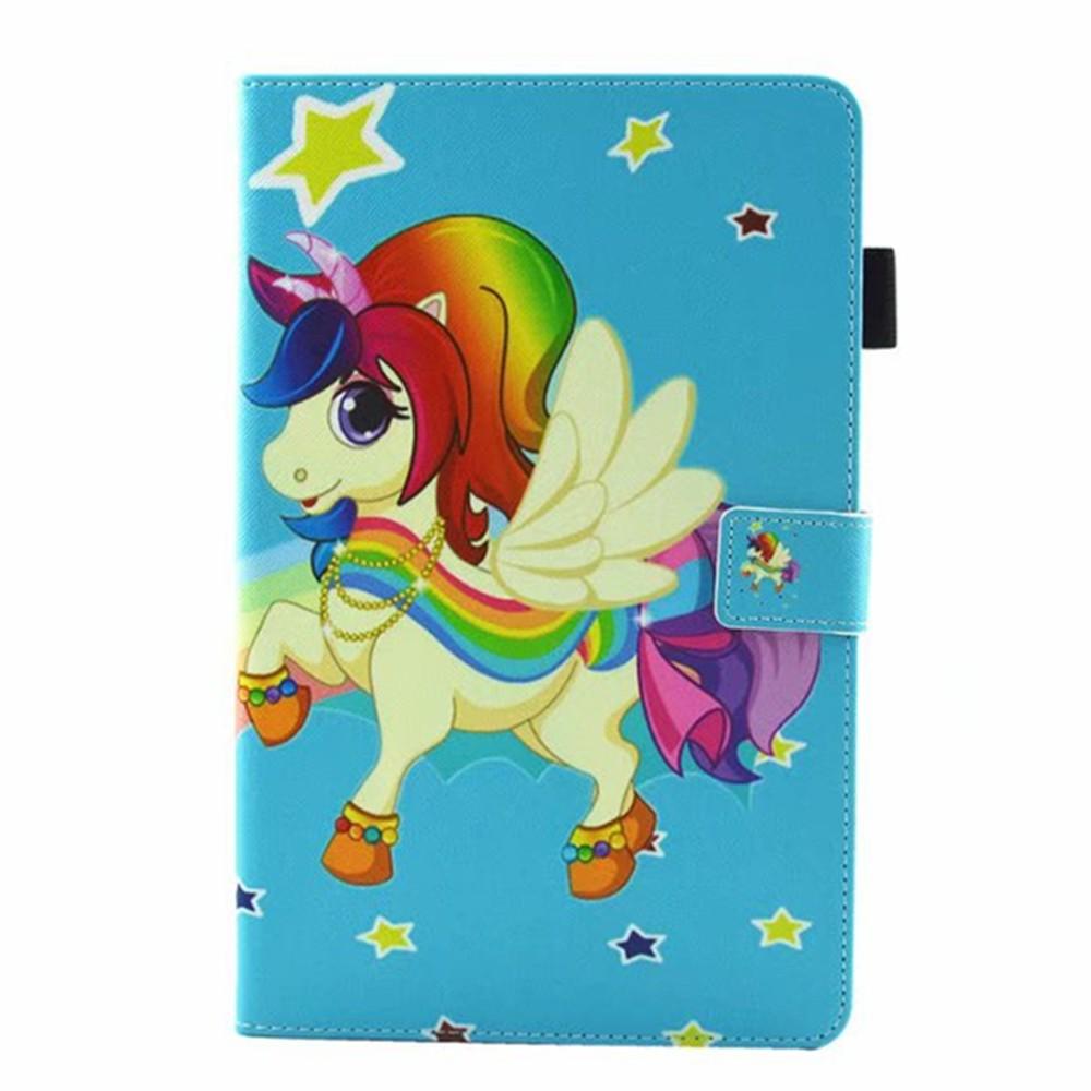 Bao da nắp gập in hình kỳ lân dễ thương có giá đỡ cho Samsung Galaxy Tab A A6 10.1 2016 SM-T580 T585 T587 T580N