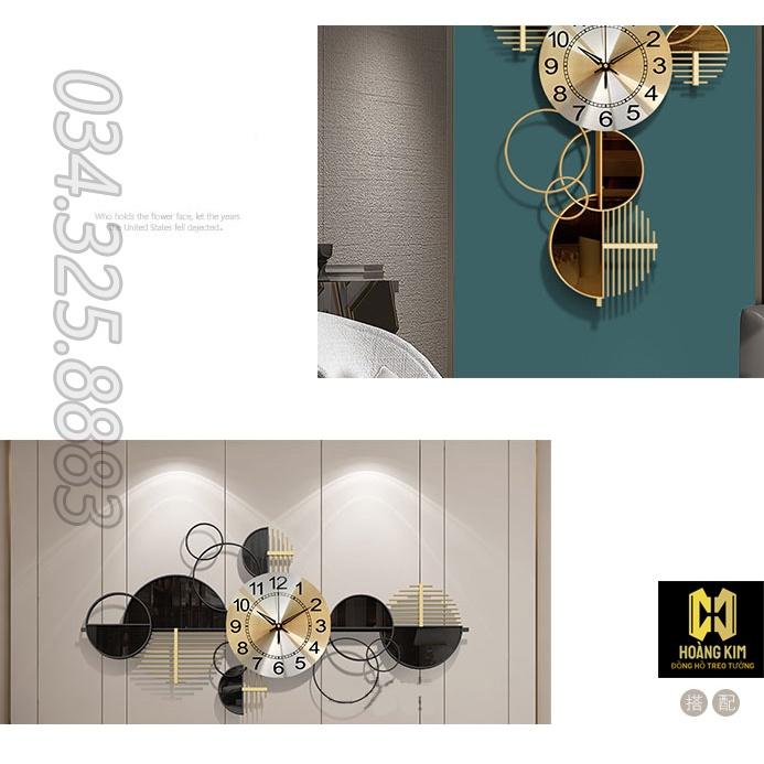 Đồng hồ treo tường đồng hồ trang trí decor phong cách Châu Á Hiện Đại size 96x46cm